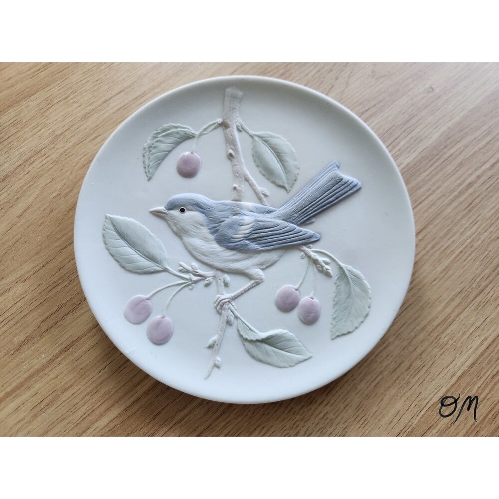 Crowning Touch Collection Made in Japan 3D Blue Bird on Cherry Branch Plate